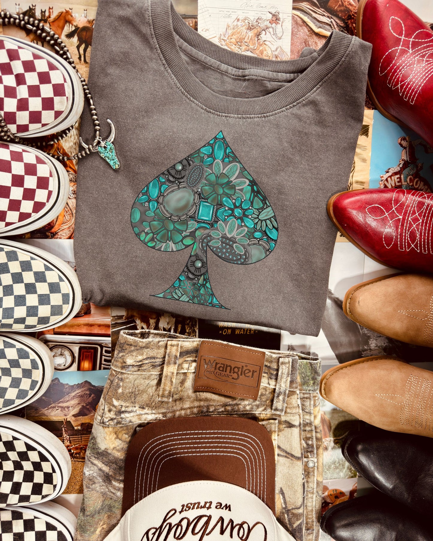 Turquoise Spade Tee