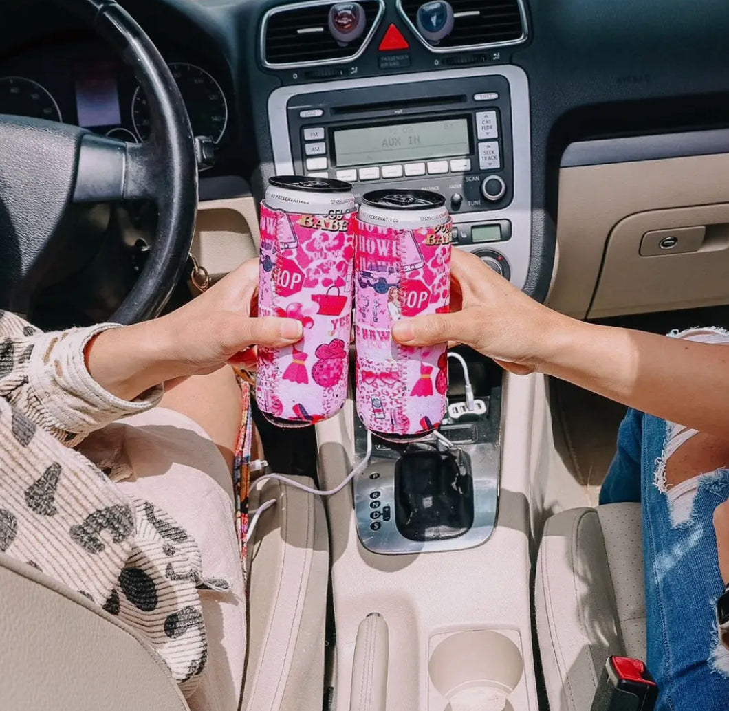 Tall Boy Pink Cowgirl Koozie