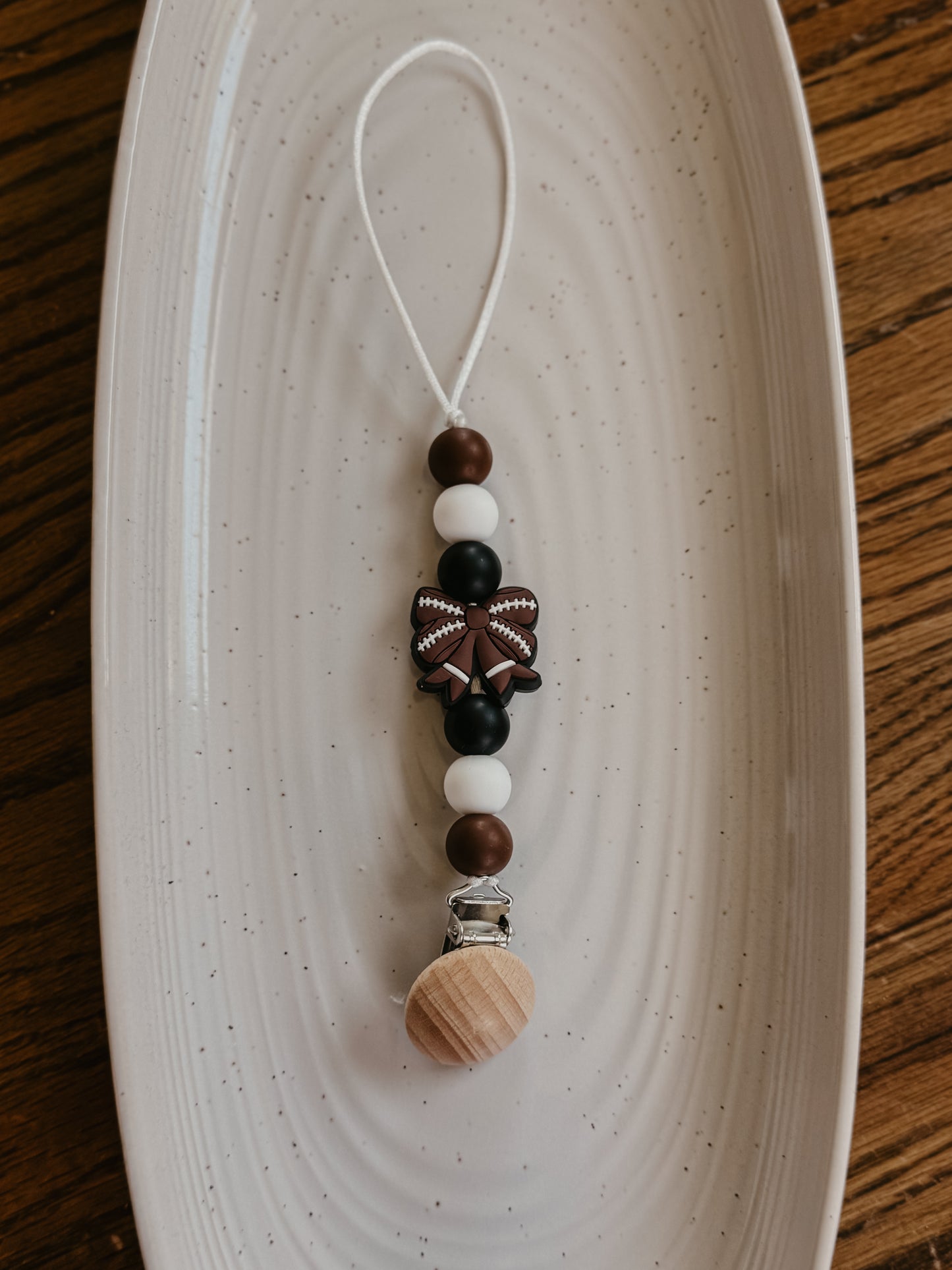 Football Bow Pacifier Clip