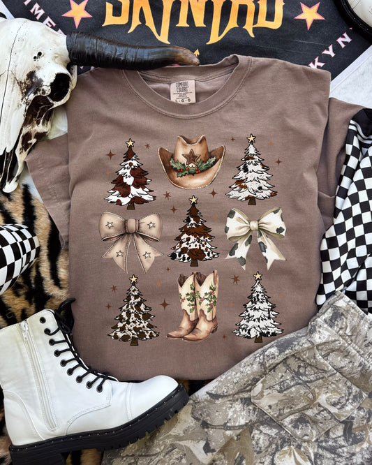 Cow Print Christmas Tree Tee