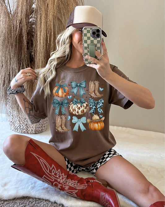 Turquoise Pumpkin Tee (Chocolate)