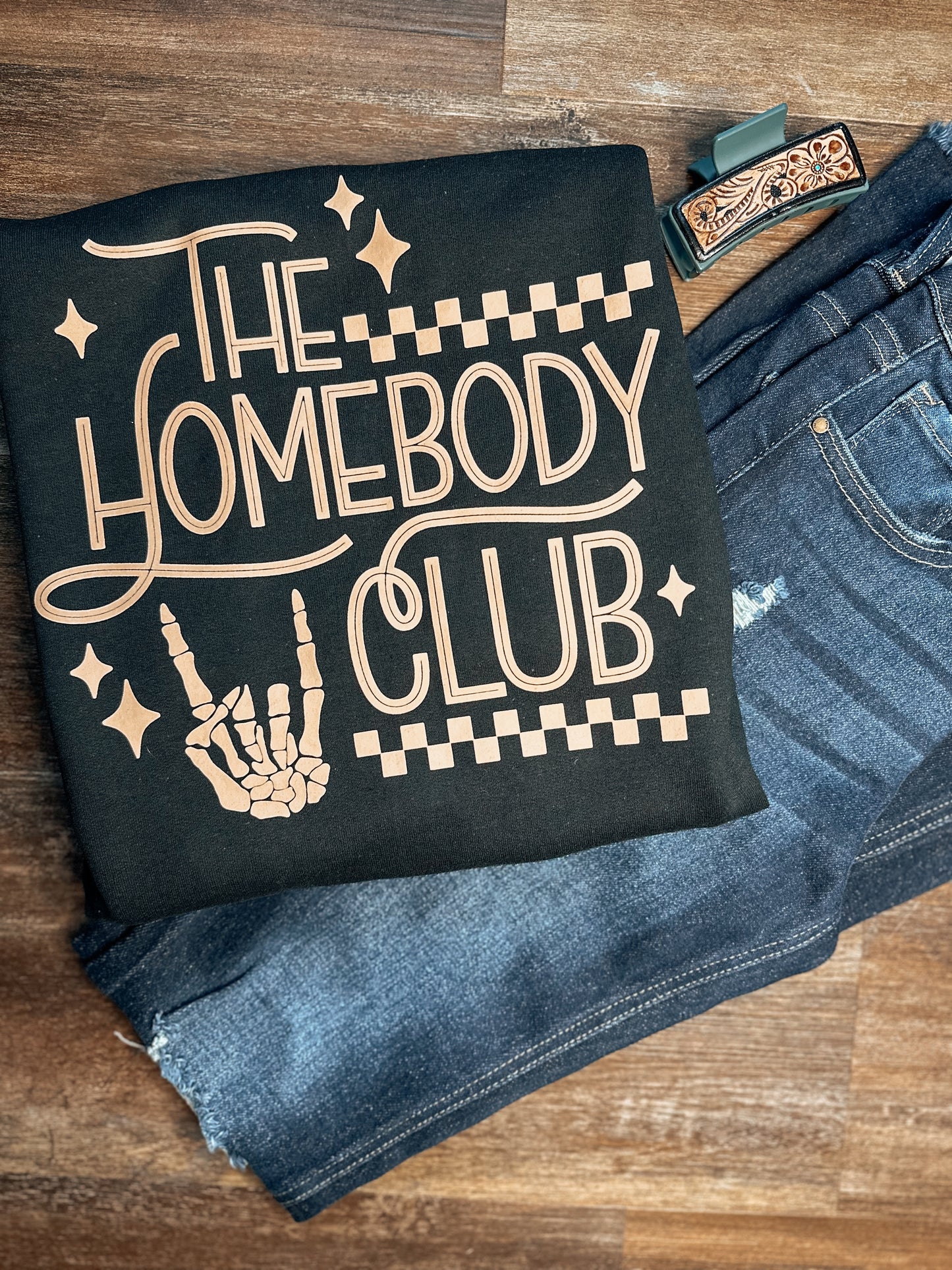 Homebody Crewneck Tan Lettering