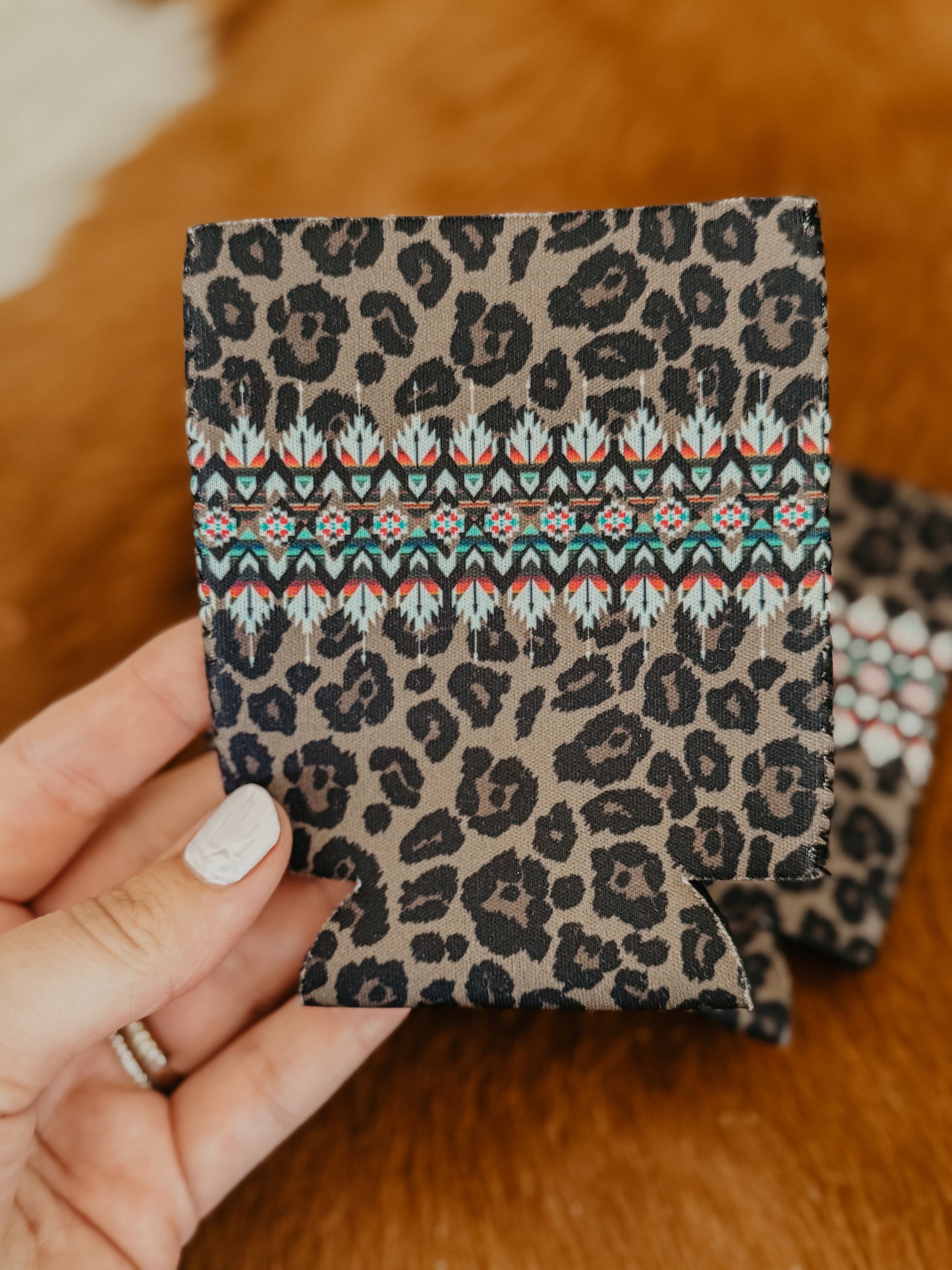 Cheetah Aztec Koozie