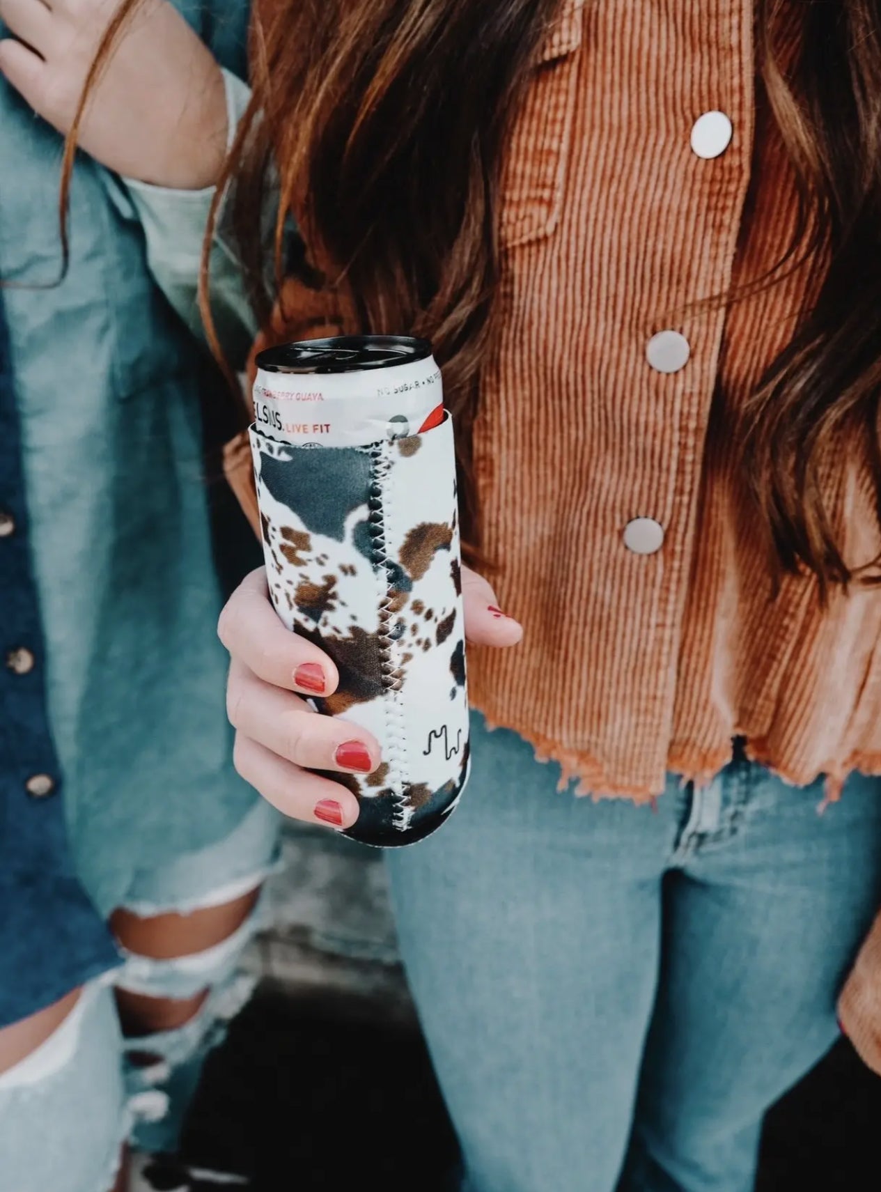 Tall Boy Cow Print Koozie