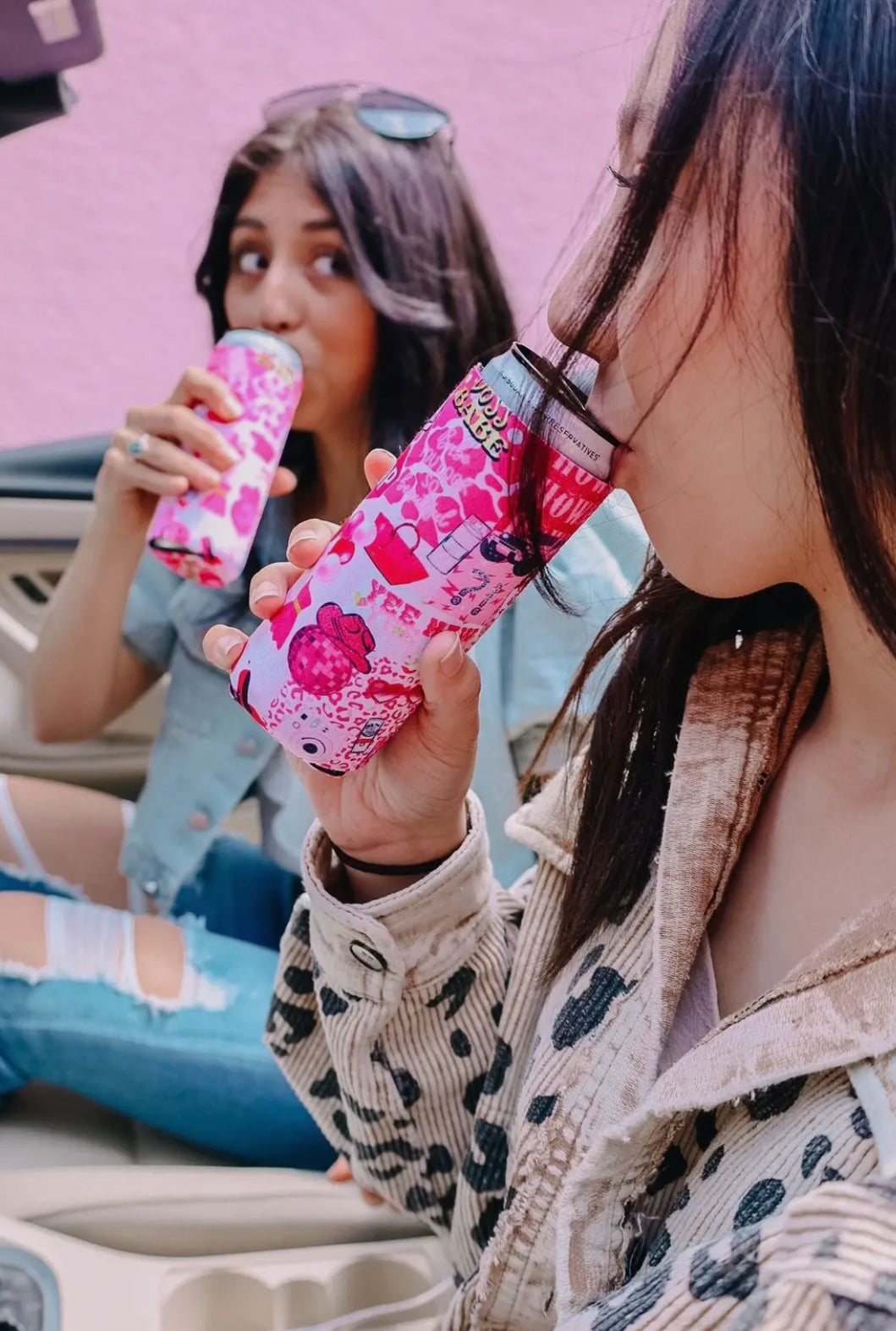 Tall Boy Pink Cowgirl Koozie