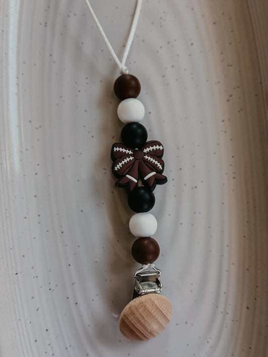 Football Bow Pacifier Clip