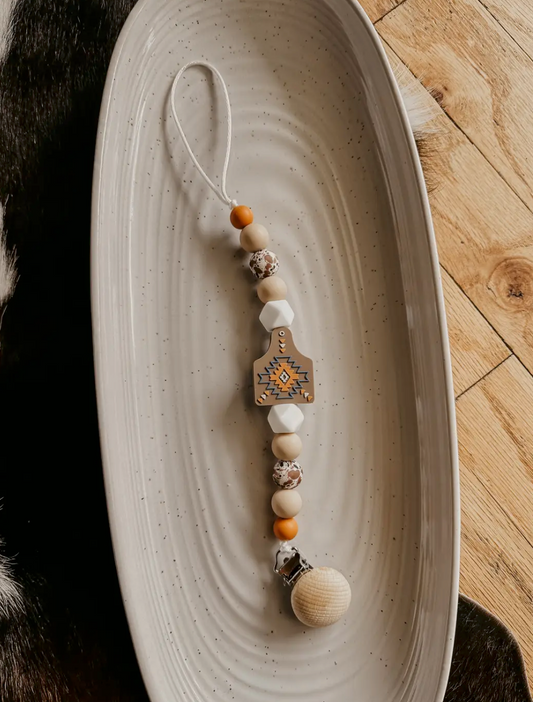 Cowtag Pacifier Clip (Brown)